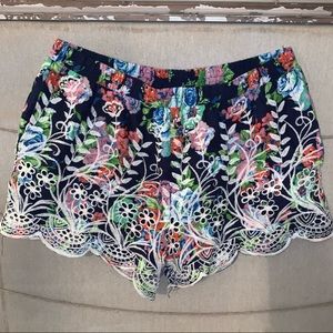 NWOT Floral Embroidered Boutique Shorts - Large
